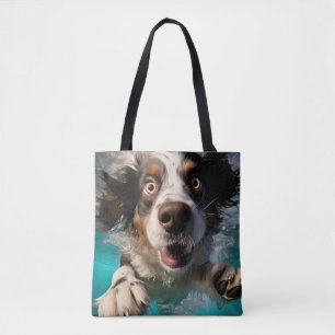 Bolsa Tote Cachorro Animado Nadando Embaixo D'água Design