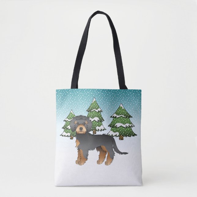 Bolsa Tote Cachorro Black & Tan Mini Goldendoodle - Floresta  (Frente)