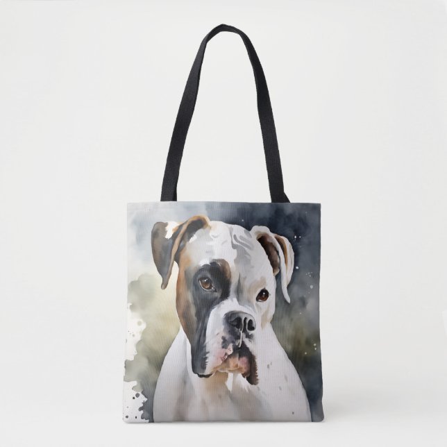 Bolsa Tote Cachorro Boxer de Aquarela (Frente)