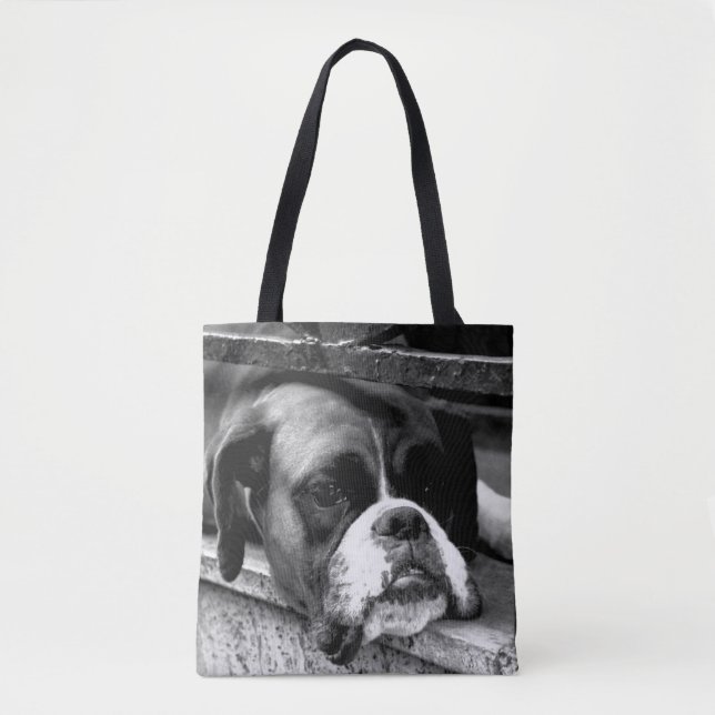 Bolsa Tote Cachorro-Boxer no Windowsill stcnm (Frente)