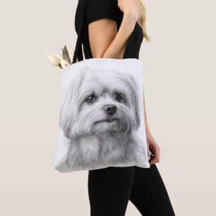 BOLSA TOTE CACHORRO BRANCO MALTESCO BRANCO