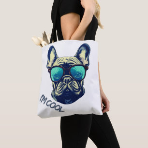 Bolsa Tote Cachorro Bulldog Francês Legal de Óculos de Sol