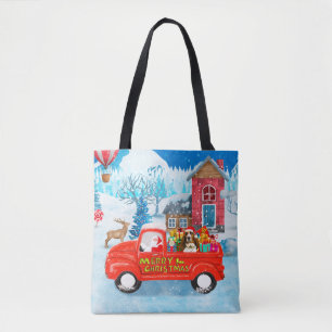 Bolsa Tote Cachorro Cachorro Basset na Neve do Caminhão de Pa