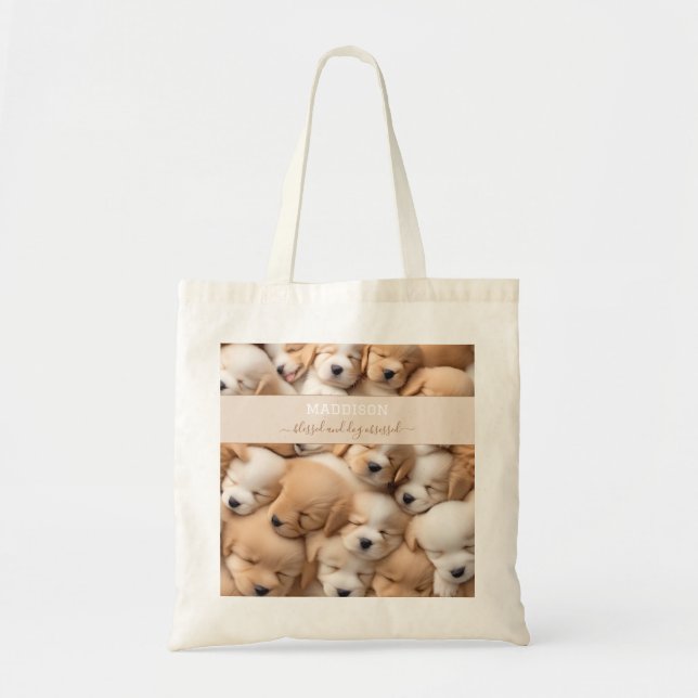 Bolsa Tote Cachorro Cachorro Cachorro Nome Saco (Frente)