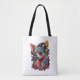 Bolsa Tote Cachorro Cachorro de Pintura do Abstrato Chihuahua