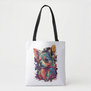 Bolsa Tote Cachorro Cachorro de Pintura do Abstrato Chihuahua