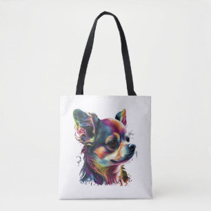 Bolsa Tote Cachorro Cachorro de Pintura do Abstrato Chihuahua