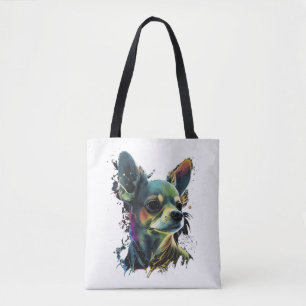 Bolsa Tote Cachorro Cachorro de Pintura do Abstrato Chihuahua