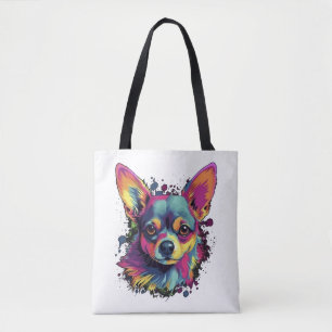 Bolsa Tote Cachorro Cachorro de Pintura do Abstrato Chihuahua