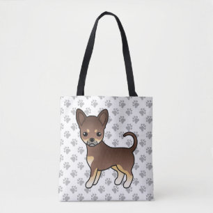 Bolsa Tote Cachorro Chihuahua de Capa Lisa de Chocolate e Beg