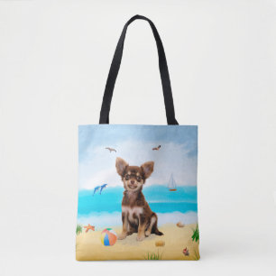 Bolsa Tote Cachorro Chihuahua na Praia