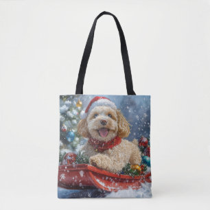 Bolsa Tote Cachorro Cockapoo em Trenó Deixe Nevar Natal