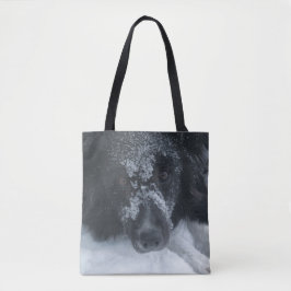 Bolsa Tote Cachorro Collie de Borda Virada para Neve