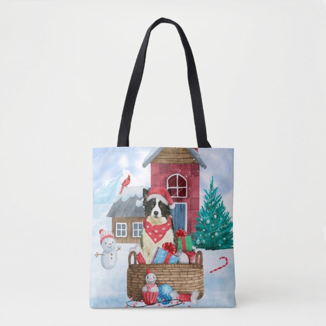 Bolsa Tote Cachorro Collie Fronteira Na Casa De Cachorro De N (Frente)