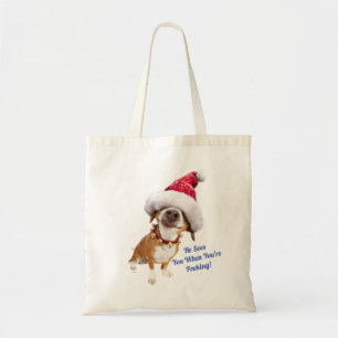 Bolsa Tote Cachorro Com Grande Chapéu De Papai Noel