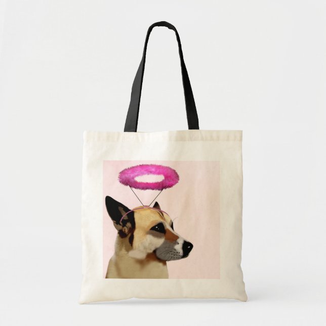 Bolsa Tote Cachorro com Halo Rosa (Frente)