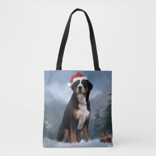 Bolsa Tote Cachorro da Grande Suíça no Natal da Neve
