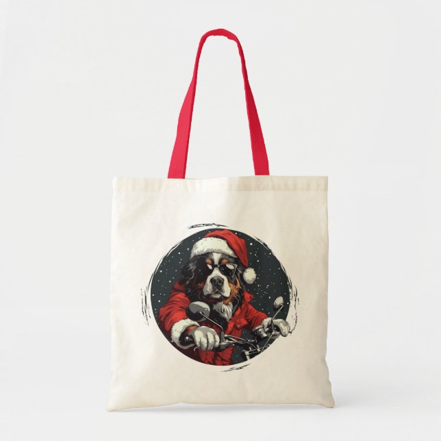 Bolsa Tote Cachorro da Montanha Bernese de Natal (Frente)