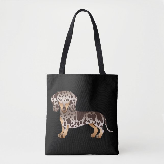 Bolsa Tote Cachorro Dachshund de Pelo Curto Chocolate e Tan D (Frente)