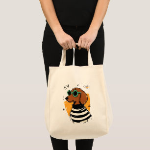 Bolsa Tote Cachorro Dachshund Legal com Óculos de Sol