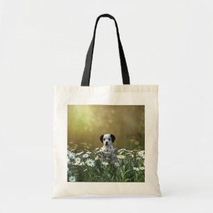 Bolsa Tote Cachorro Dalmaciano em Daisies
