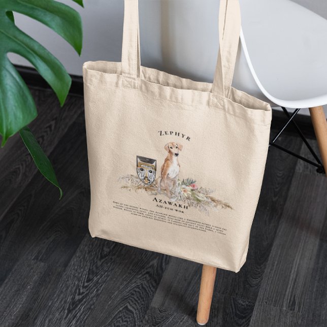 Bolsa Tote Cachorro de Aquarela Azawakh | Monograma (Criador carregado)