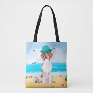 Bolsa Tote Cachorro De Beagle Na Praia
