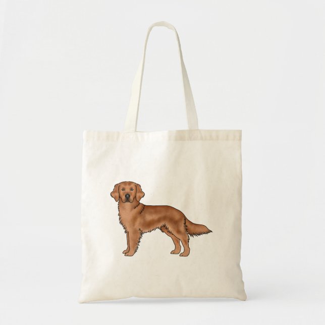 Bolsa Tote Cachorro de Cartões de Retriever de Ouro Vermelho  (Frente)
