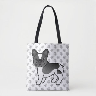 Bolsa Tote Cachorro de Cartografia Bonito de Buldogue Preto P