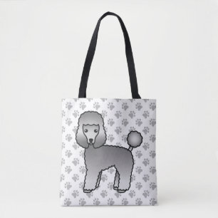 Bolsa Tote Cachorro de Cartoon de Poodle com cinza