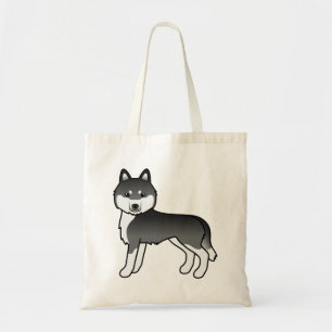 Bolsa Tote Cachorro de Cartoon Negro E Branco Siberiano