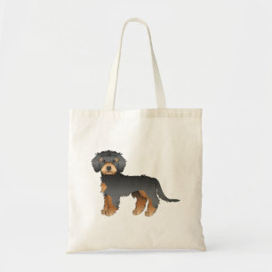 Bolsa Tote Cachorro de Cartoon Negro E Mini Goldendoodle