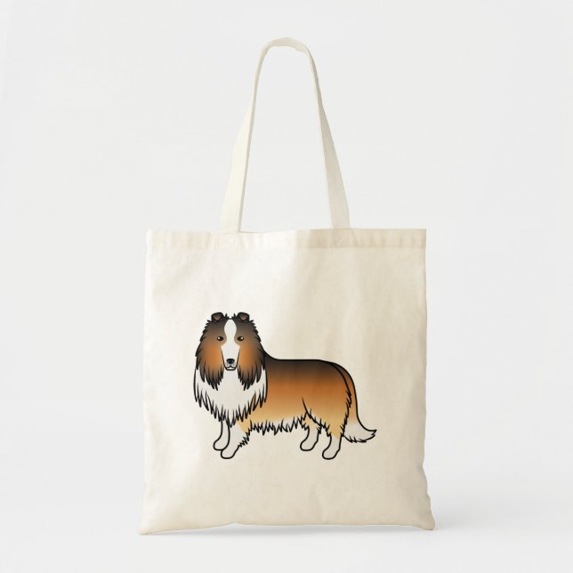 Bolsa Tote Cachorro de Cartoons de Collie Cute Sable Rough (Frente)