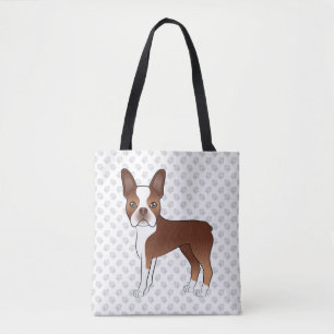 Bolsa Tote Cachorro de Cartoons Vermelho e Branco, Terrier, C