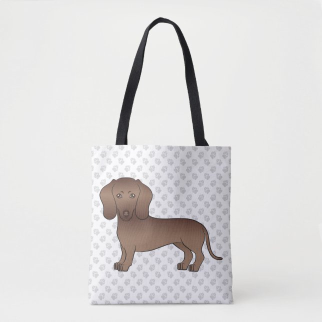 Bolsa Tote Cachorro De Desenho Animado Dáxshund De Cabelo Cur (Frente)