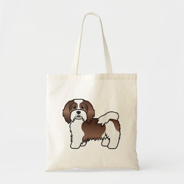 Bolsa Tote Cachorro de desenho animado fofo Havanês Piebald C (Frente)