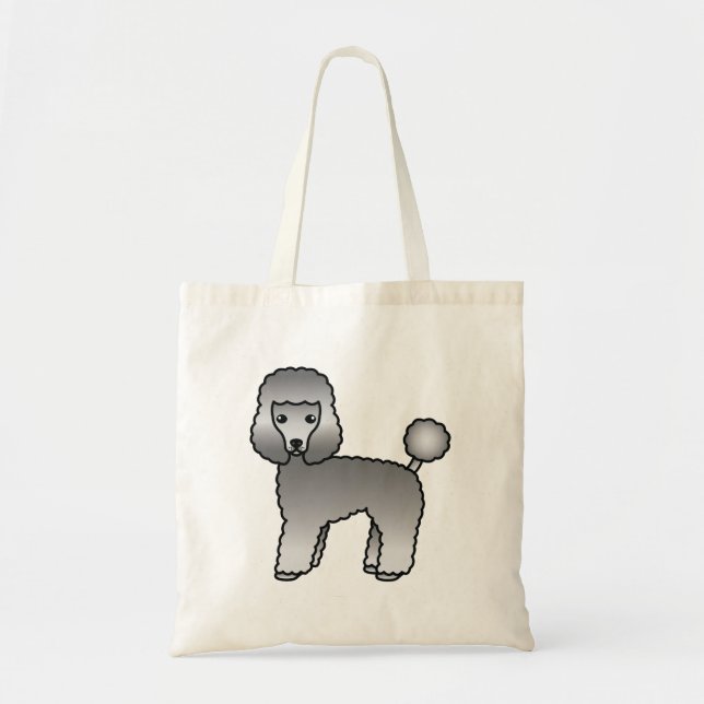Bolsa Tote Cachorro de desenho animado fofo Poodle Toy cinza (Frente)