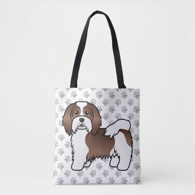Bolsa Tote Cachorro de desenho animado Havanese de chocolate  (Frente)