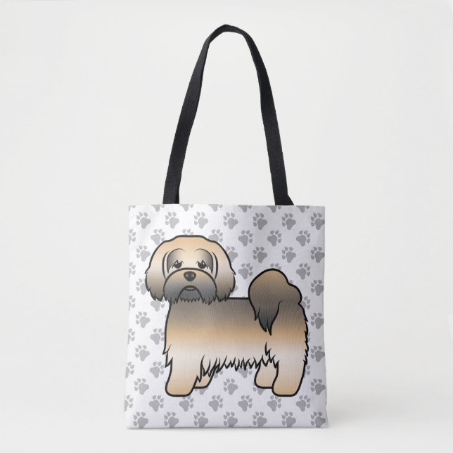 Bolsa Tote Cachorro de desenho animado Lhasa Apso Sable Doura (Frente)