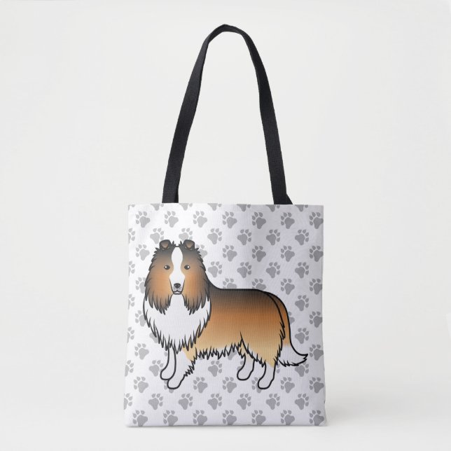 Bolsa Tote Cachorro de desenho animado Sable Shetland Sheepdo (Frente)