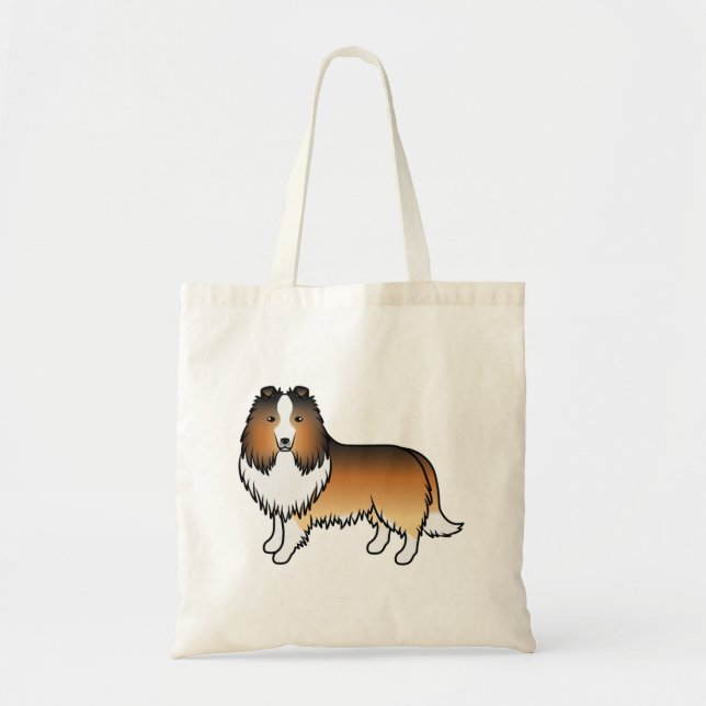 Bolsa Tote Cachorro de desenho animado Sable Shetland Sheepdo (Frente)
