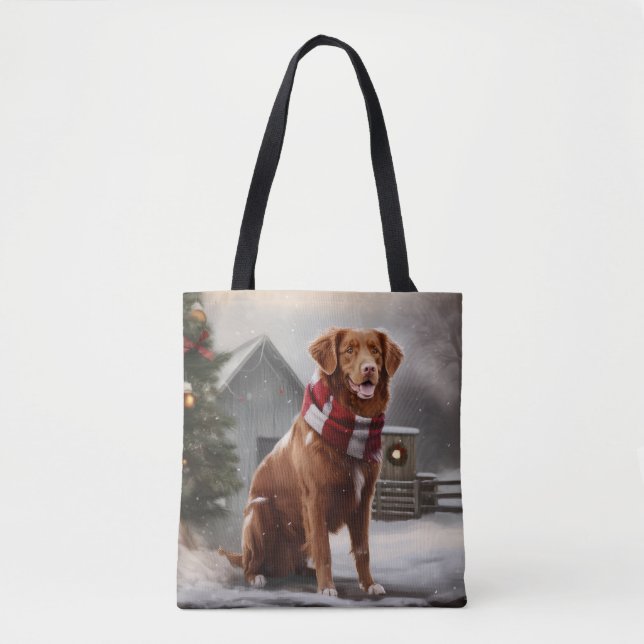Bolsa Tote Cachorro de Duck Toller na Nova Escócia no Natal d (Frente)