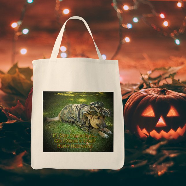 Bolsa Tote Cachorro de Halloween em Camouflage (Halloween Dog in Camouflage Tote Bag)