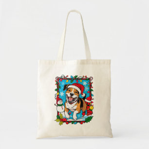 Bolsa Tote Cachorro de Natal bonito
