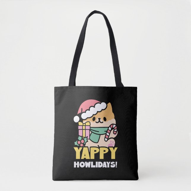 Bolsa Tote Cachorro de Natal Bonito - Erradias de Yappy (Frente)