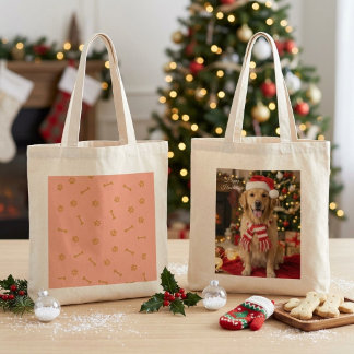 Bolsa Tote Cachorro de Natal com Chapéu de Papai Noel