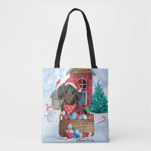 Bolsa Tote Cachorro De Neve Na Casa De Cachorro De Natal