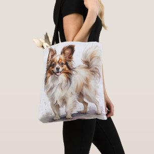 BOLSA TOTE CACHORRO DE PAPILÃO BRANCO E MARCADO