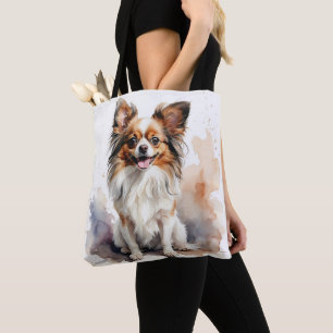 BOLSA TOTE CACHORRO DE PAPILÃO BRANCO E MARCADO