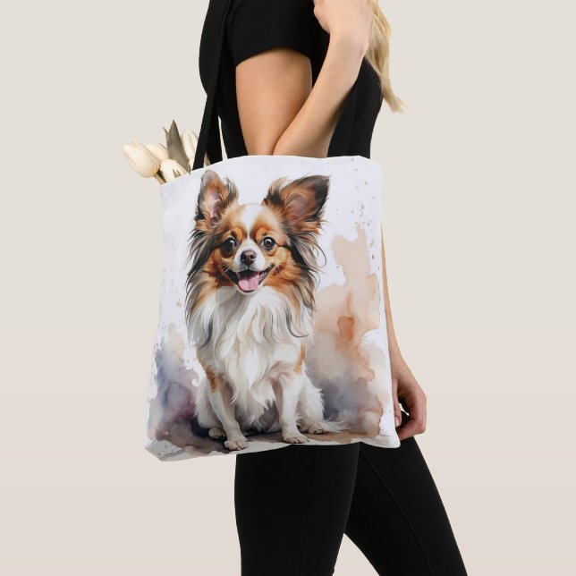 BOLSA TOTE CACHORRO DE PAPILÃO BRANCO E MARCADO (Close Up)